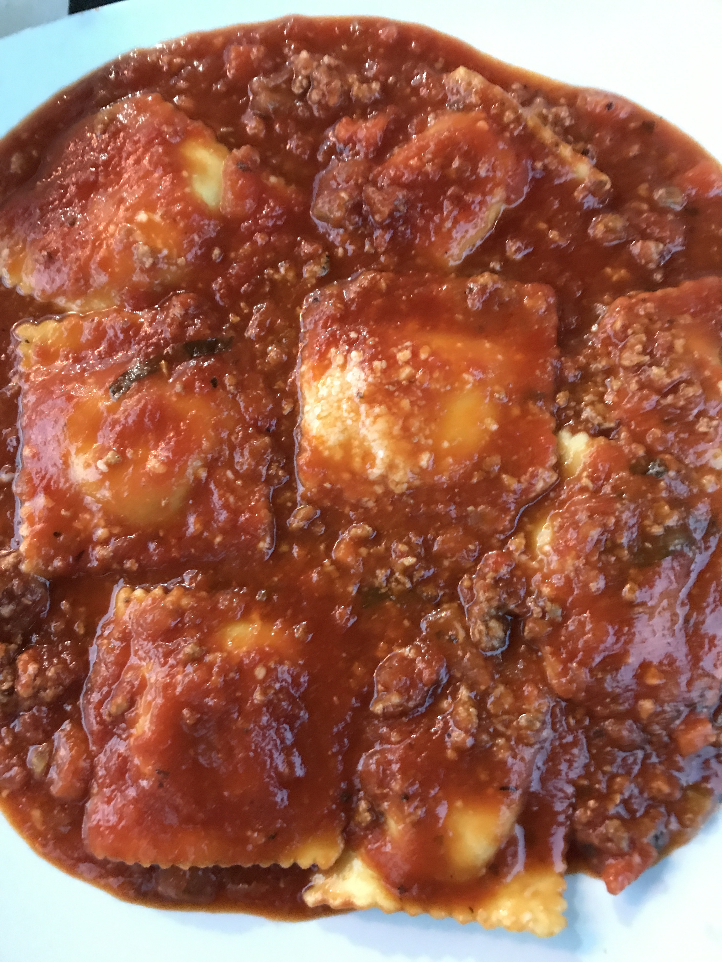 Ravioli in meat sauce.