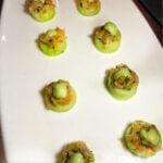 Small smoked salmon appetizers.