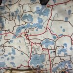 A map of routes around different lakes.