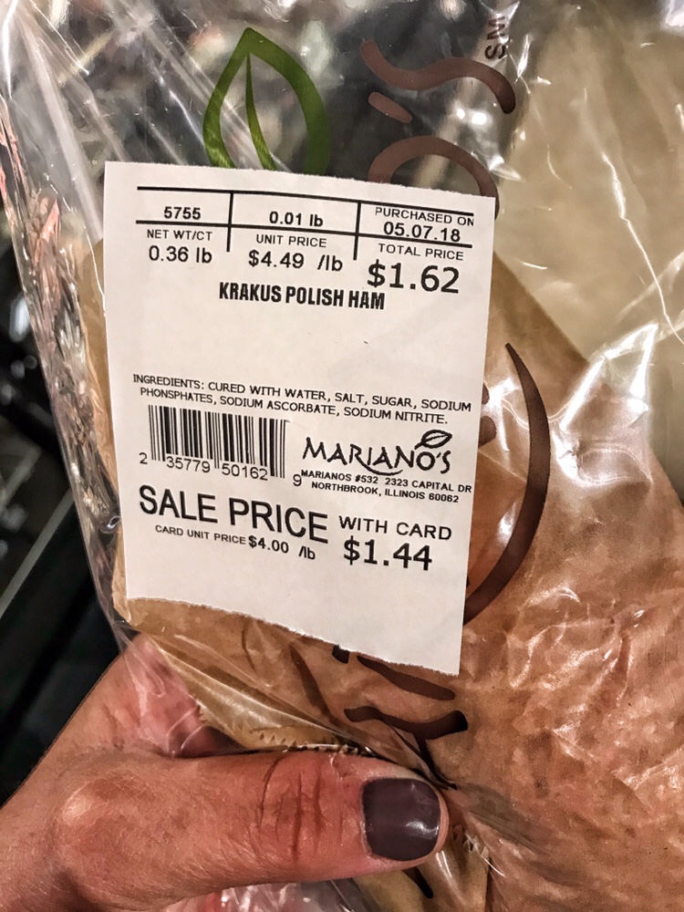A package of sliced Krakus Polish Ham.
