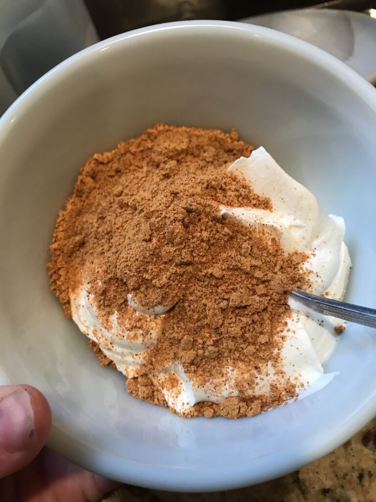 The sour cream blend before being mixed