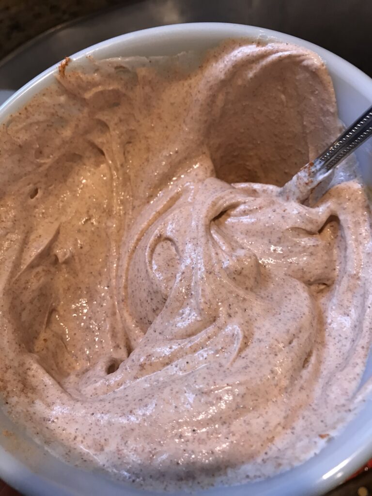 The sour cream blend after being mixed
