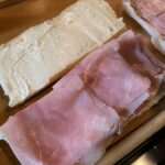 Ham layered on French bread