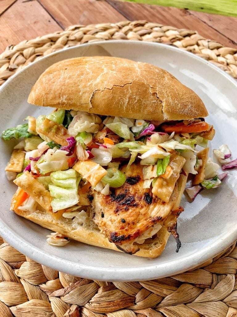 Picture of a finished Asian chicken grilled sandwich
