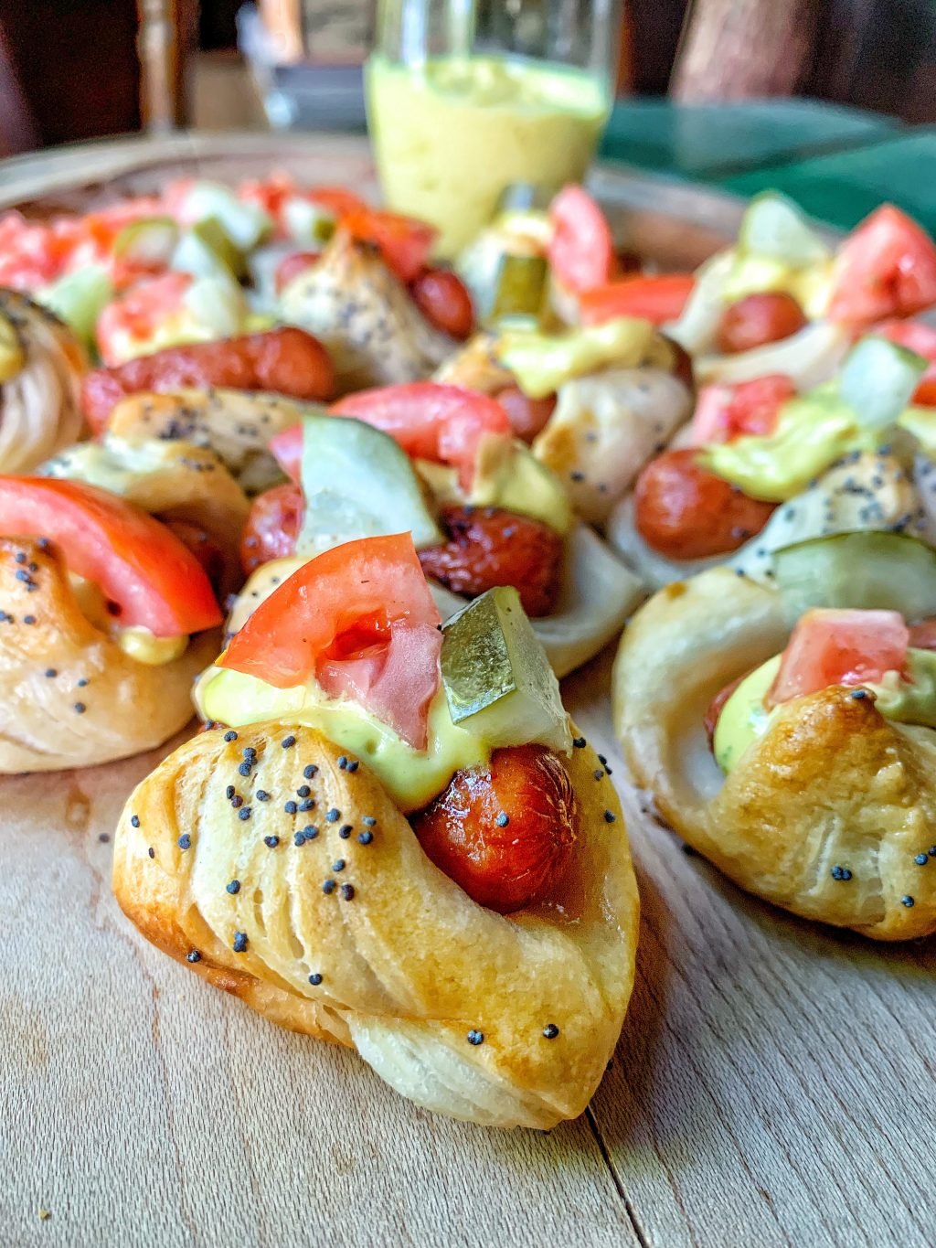 Mini Chicago style dogs.
