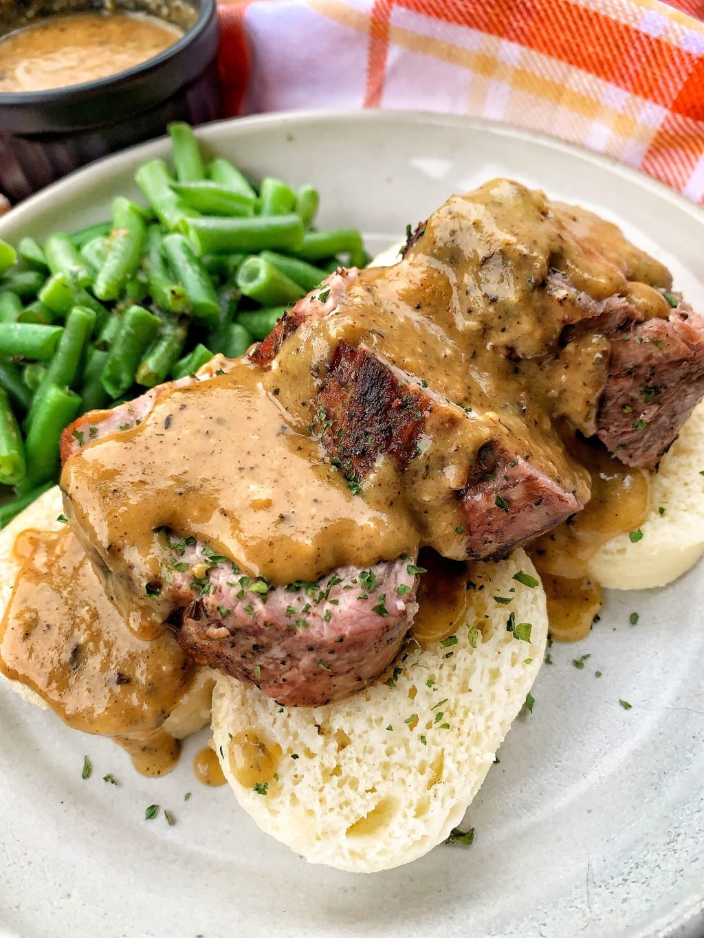 Pork tenderloin with mustard cream sauce