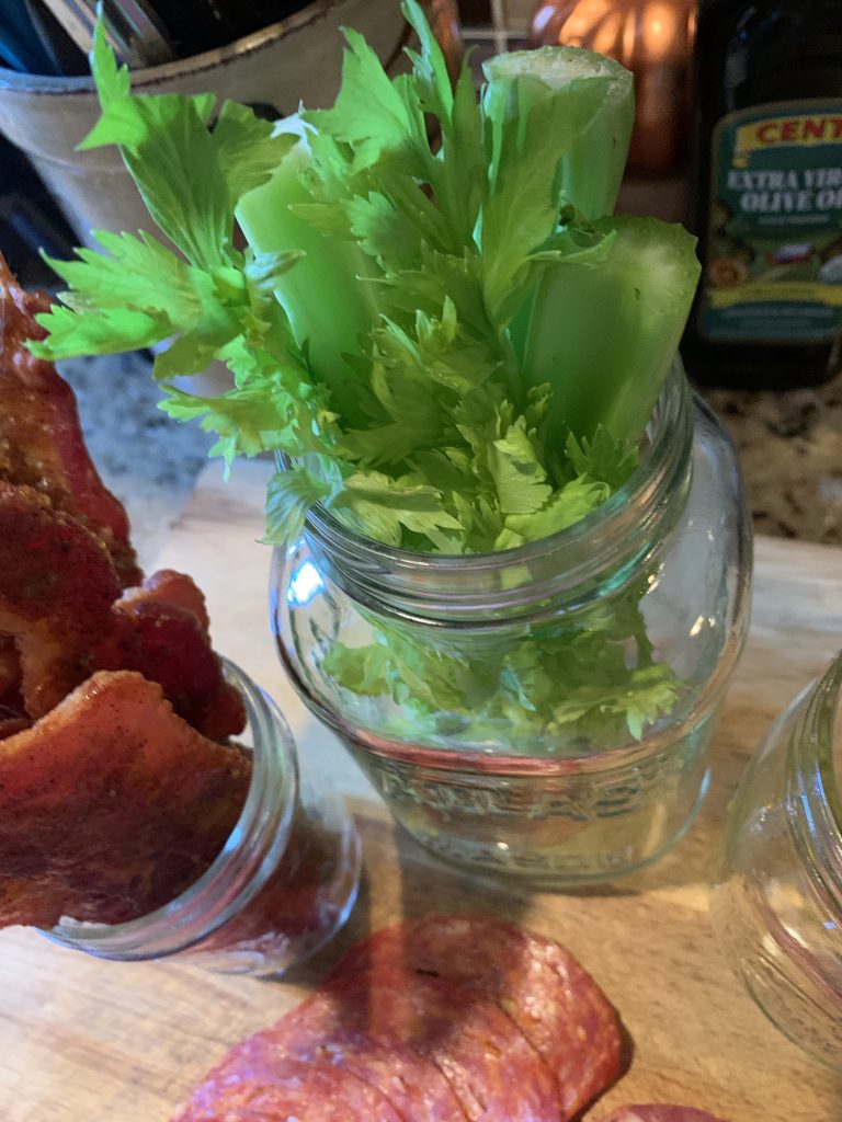 Celery in a glass jar