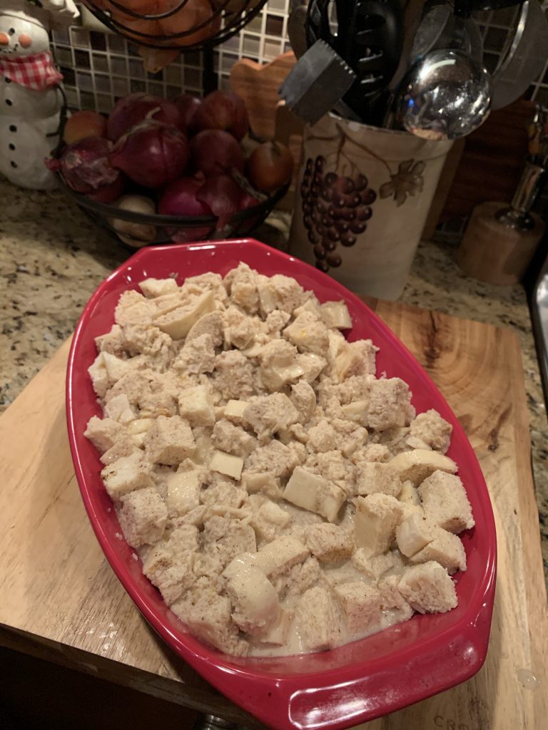 The French Toast Casserole before being baked