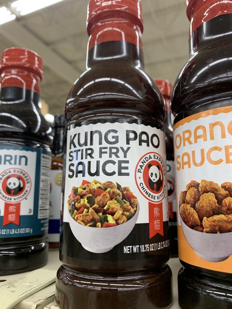 A bottle of Kung Pao stir fry sauce from panda express