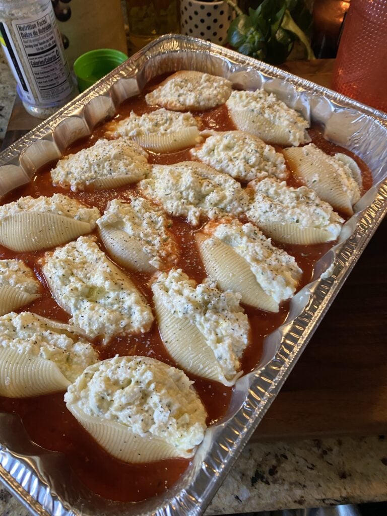 Stuffed shells in sauce