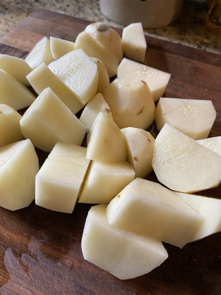 Russet potatoes cut into chunks
