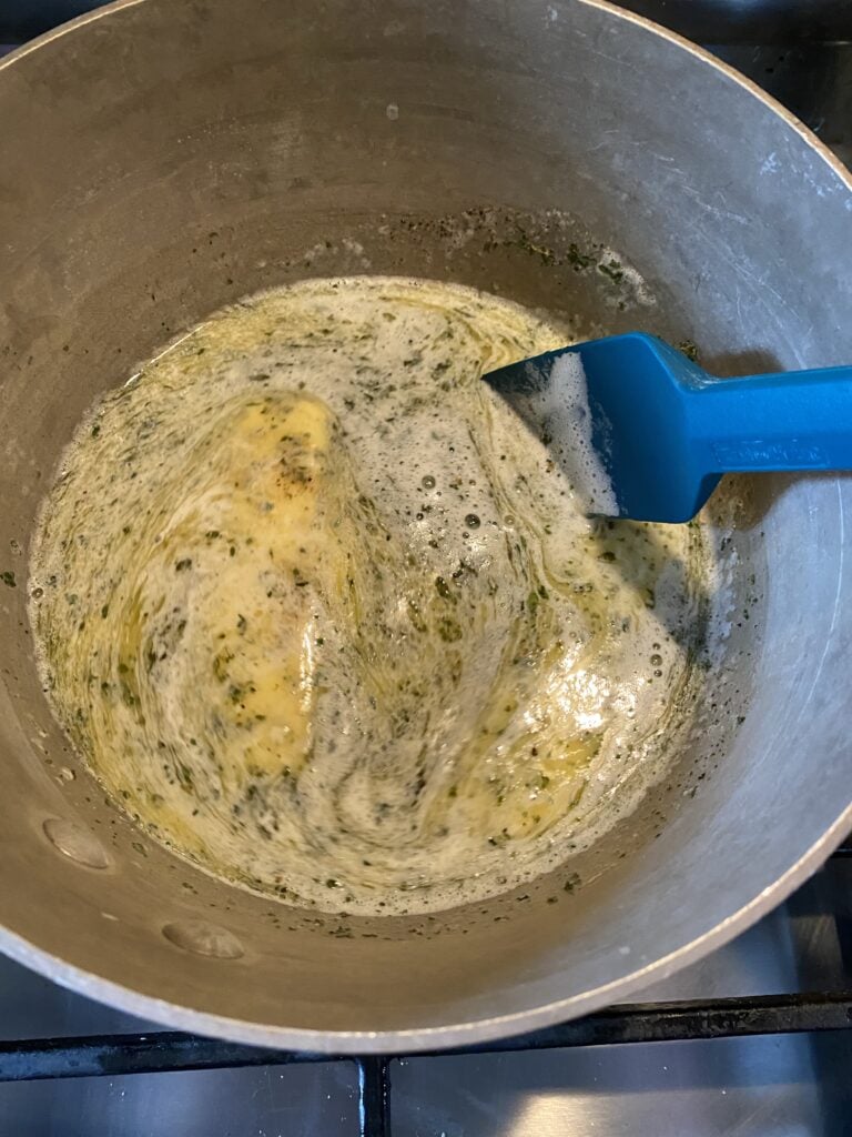 Melted butter mixture in a pot