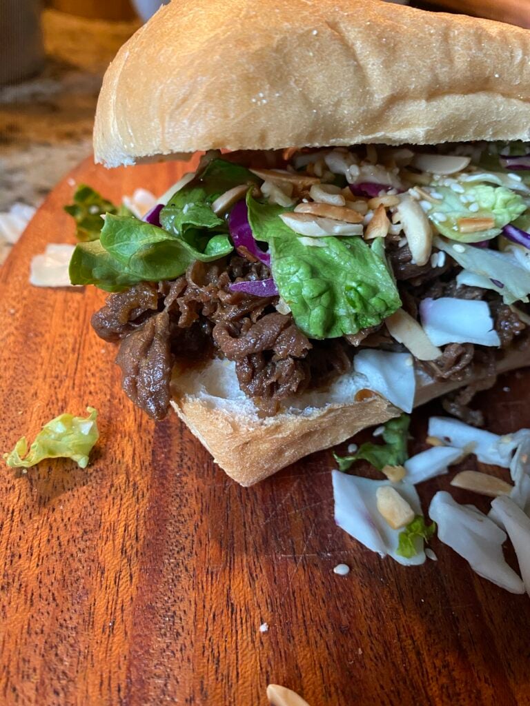 An Asian Steak Sub Sandwich