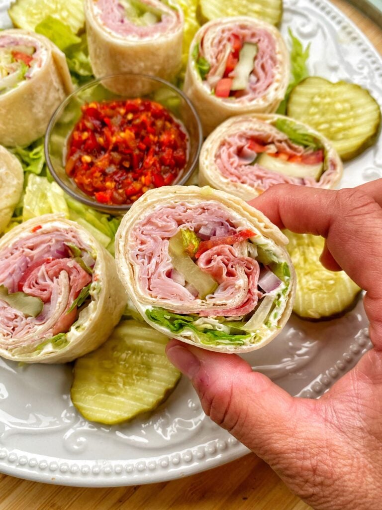 Hye Roller sandwiches with cherry pepper sauce and pickles