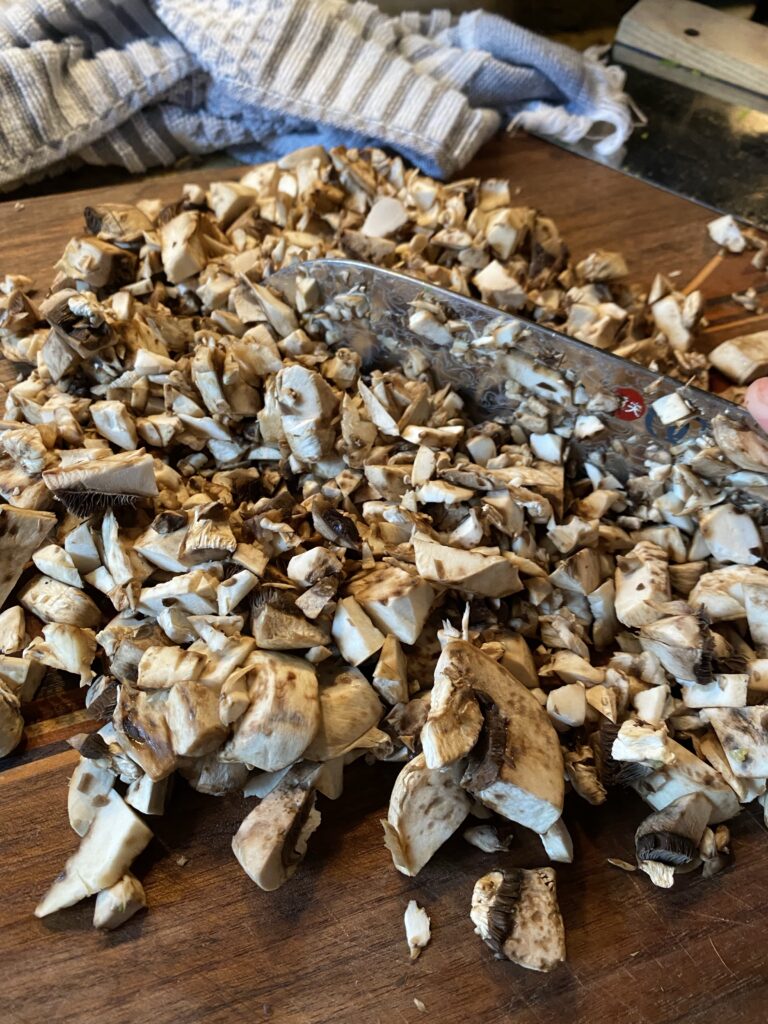 Sliced mushrooms