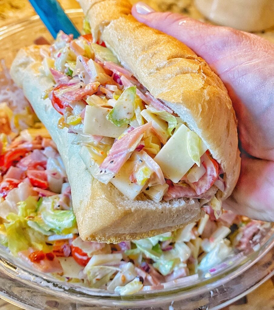 An Italian chop sub sandwich