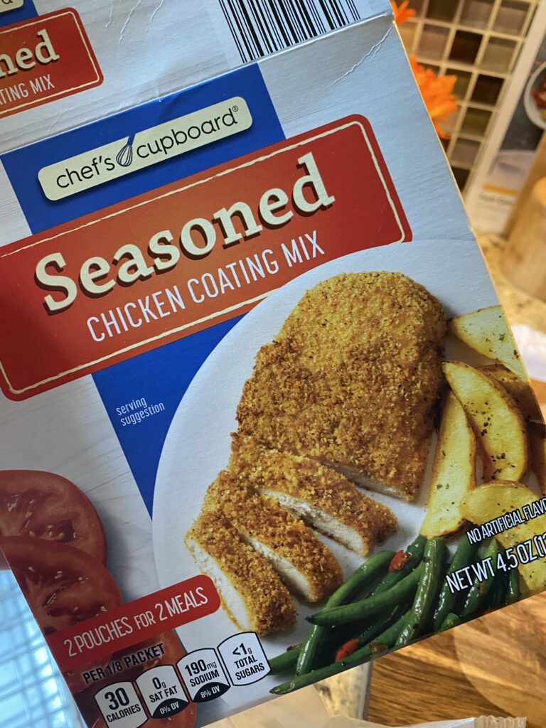 A package of seasoned chicken coating