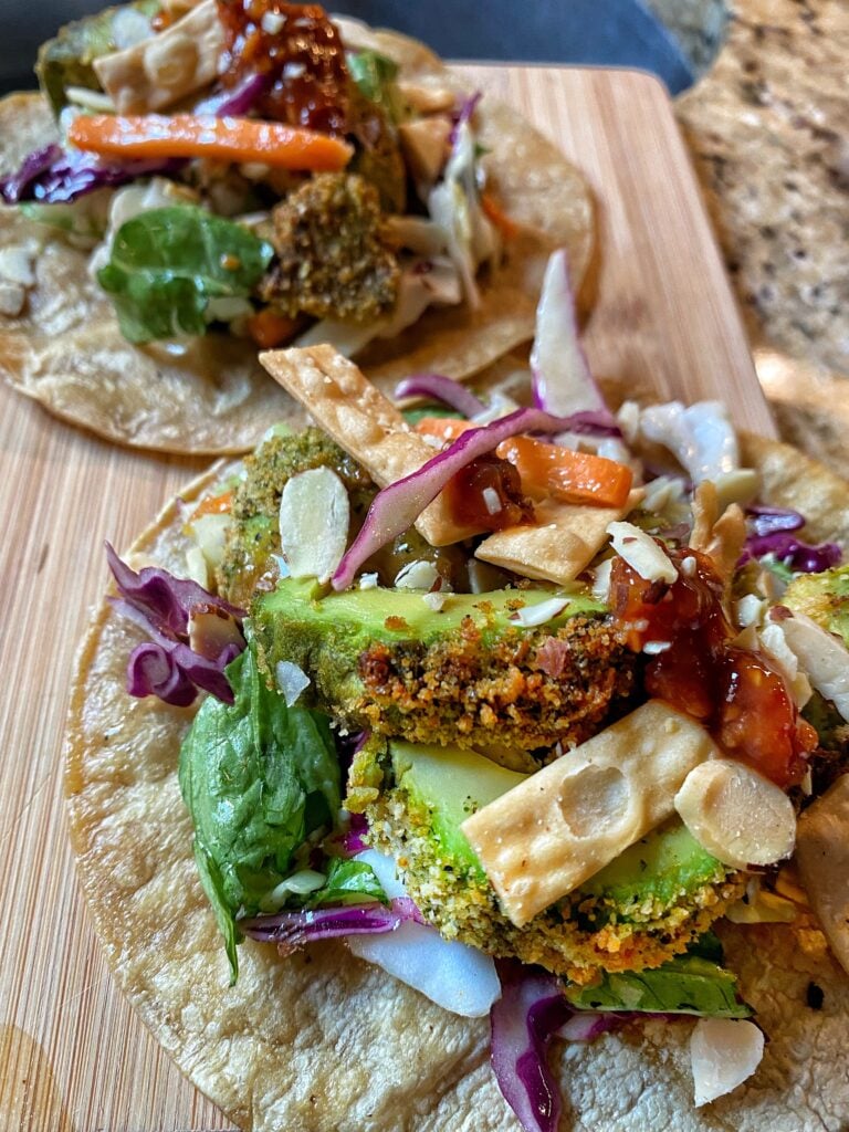 An air fried avocado taco