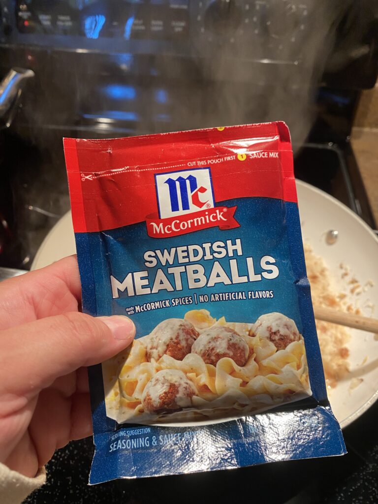 A packet of Swedish meatball seasoning