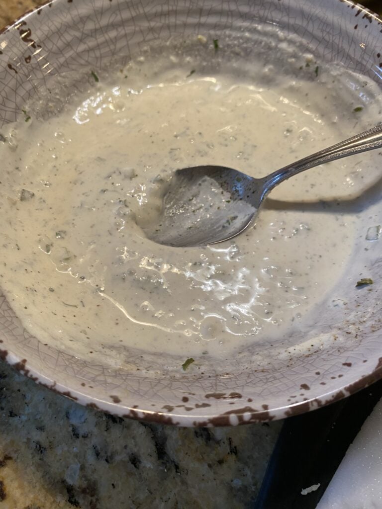 Horseradish cream in a bowl