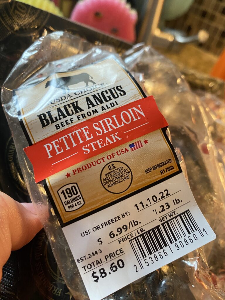 An empty steak package