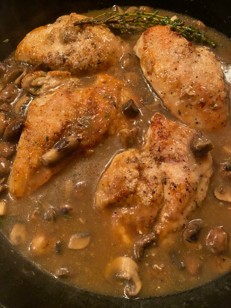 Skillet chicken with savory pan gravy