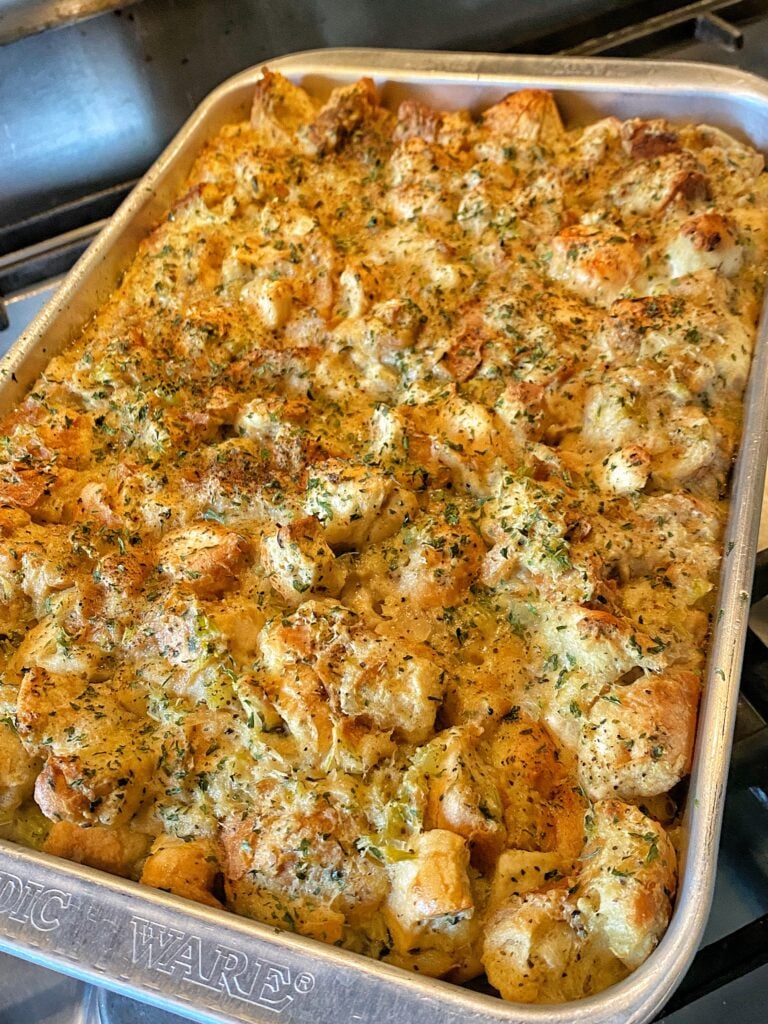 A pan of butter stuffing
