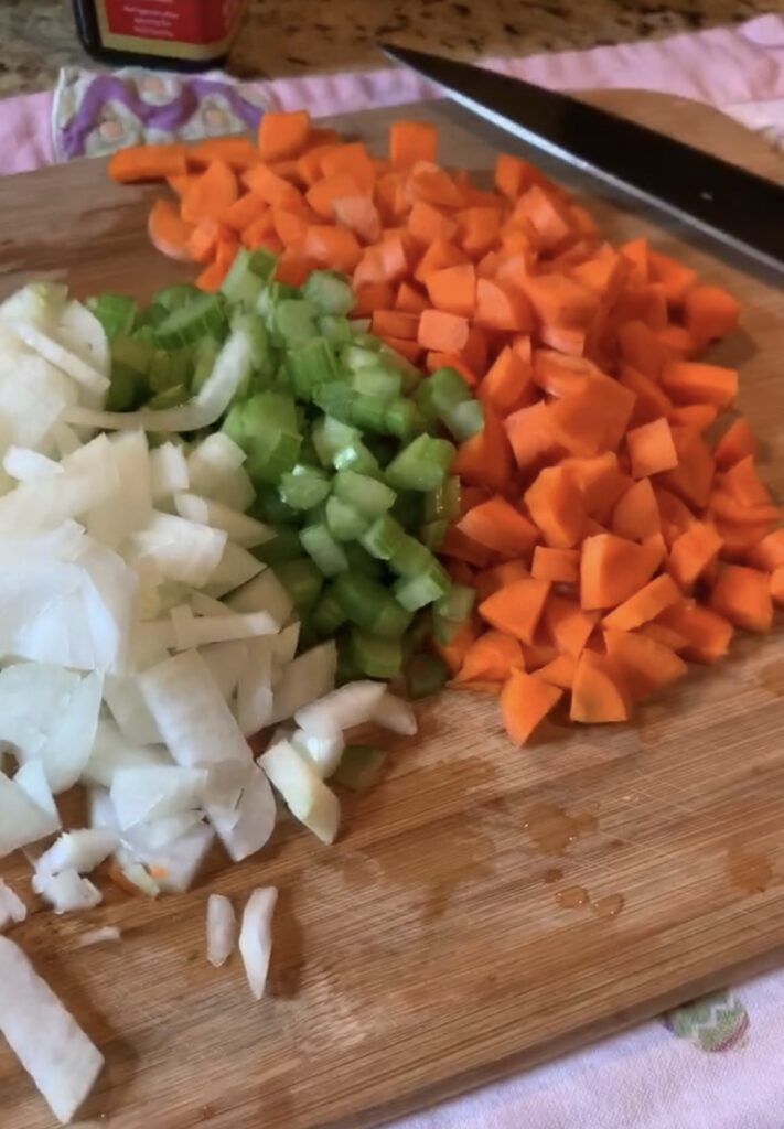 Chopped celery, onion, and carrots