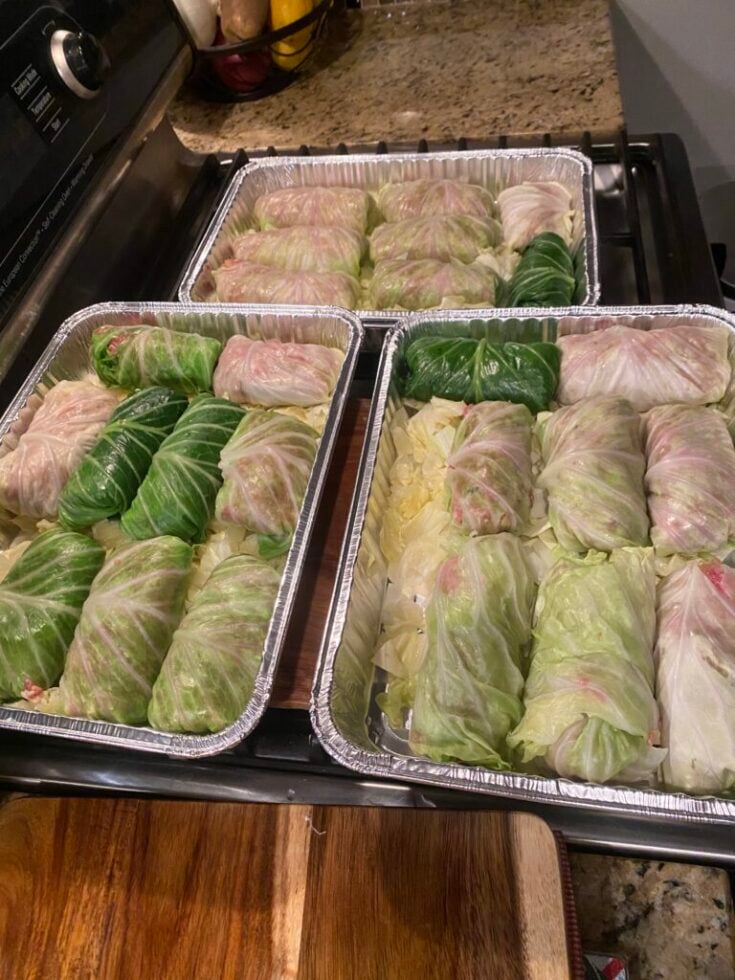 Three tins of stuffed cabbage