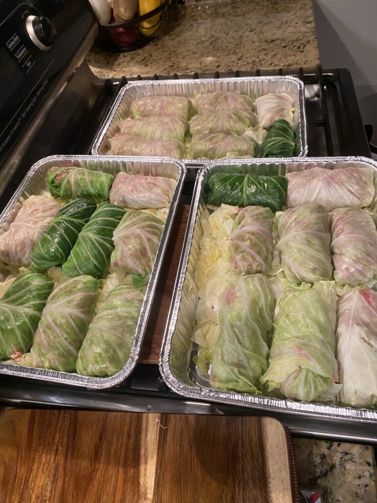 Three tins of stuffed cabbage
