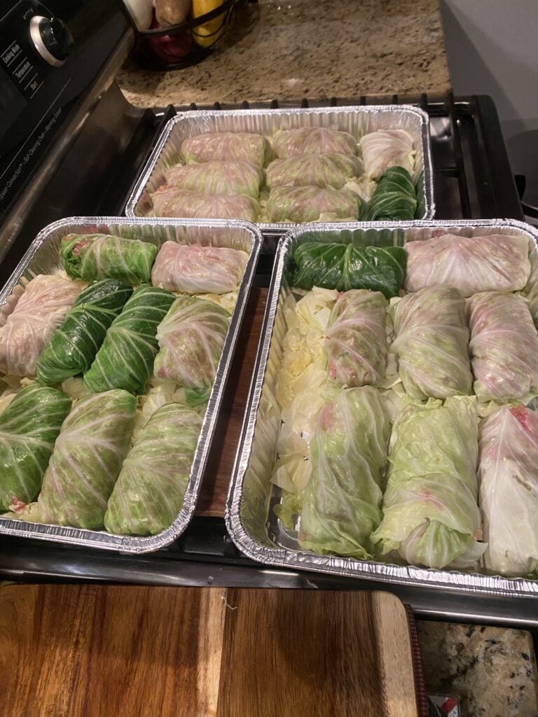 Three tins of stuffed cabbage