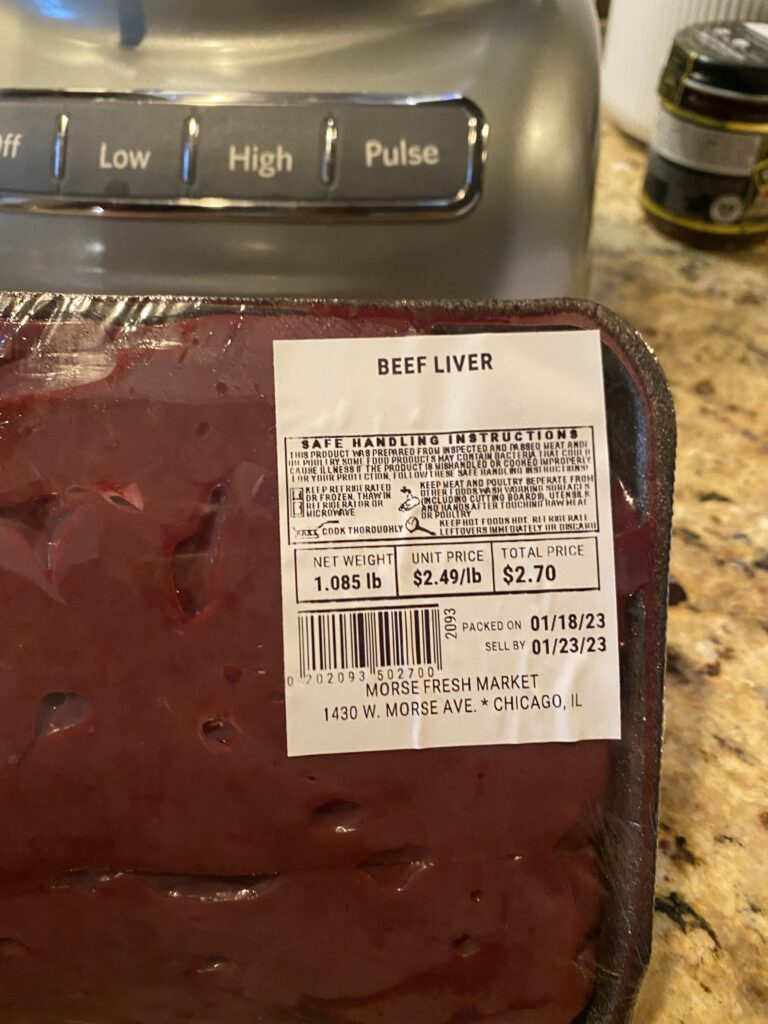 A package of beef liver