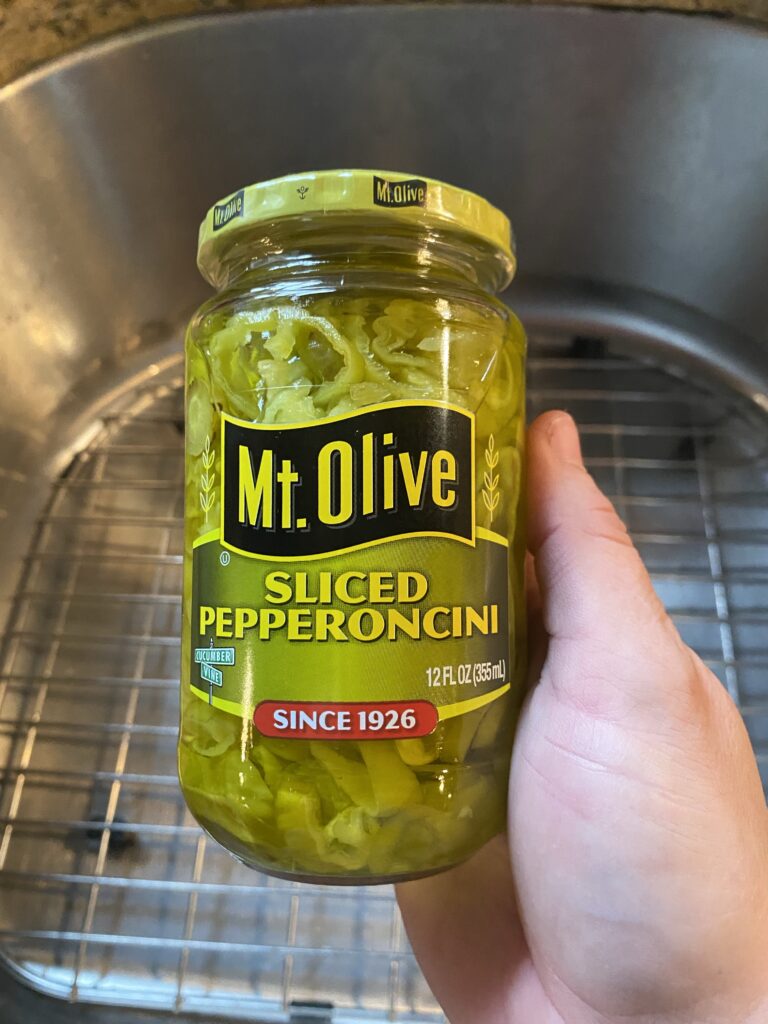 A jar of sliced pepperoncini