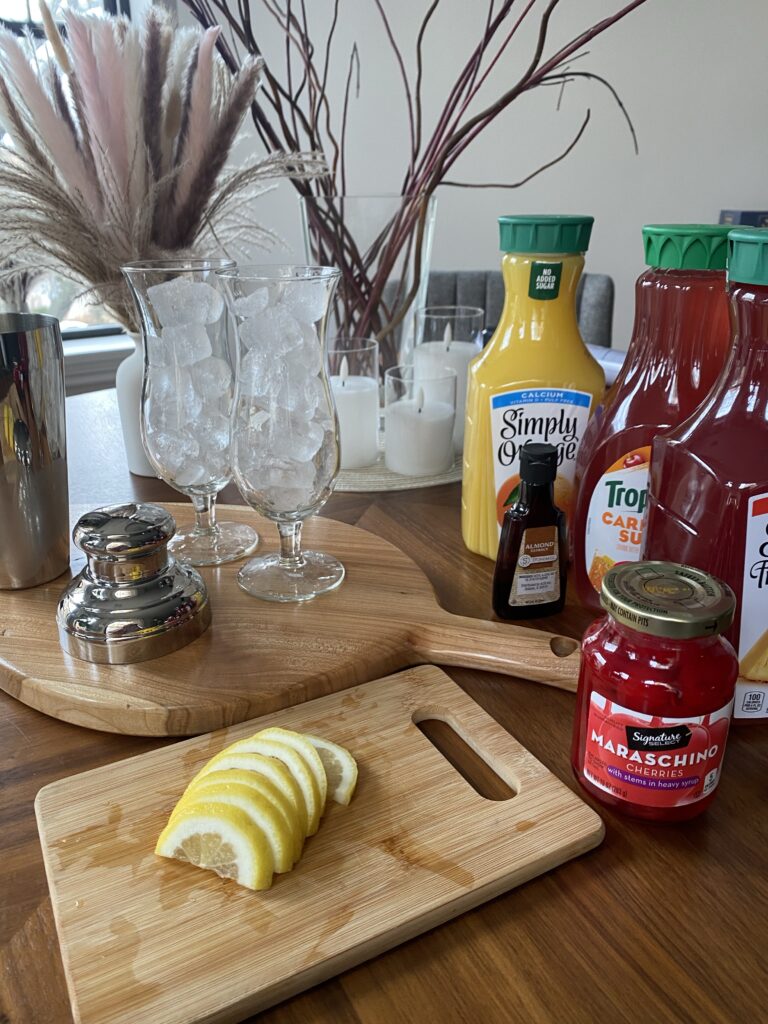 Lemon slices and a jar of maraschino cherries