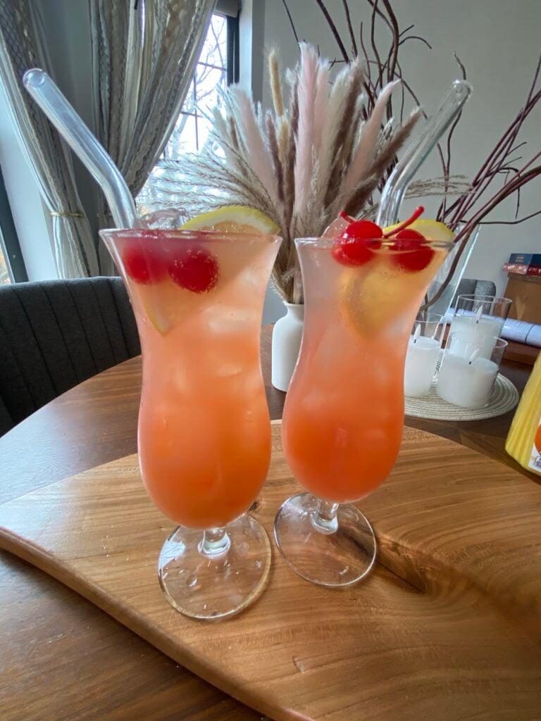 Two Mardi Gras Hurricane Mocktails
