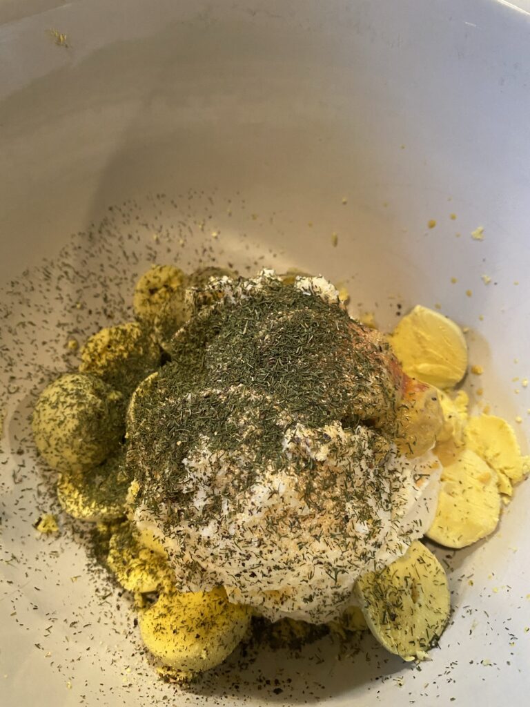 Egg yolks, mayo, and seasonings