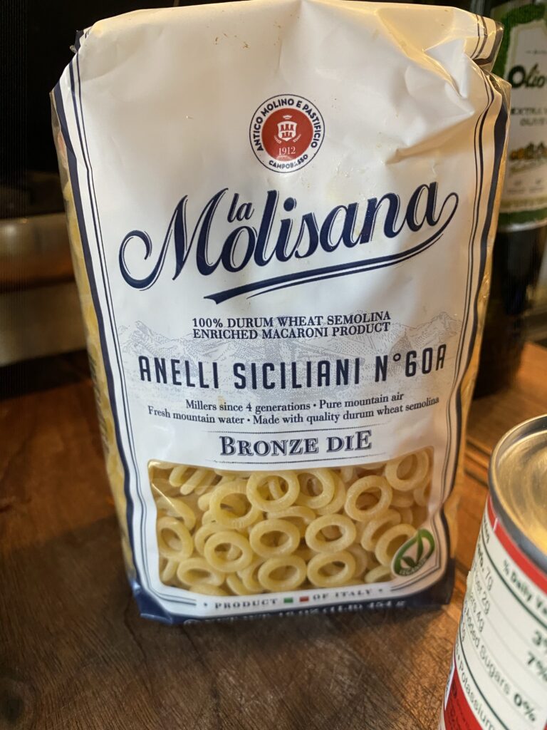 A package of anellini pasta