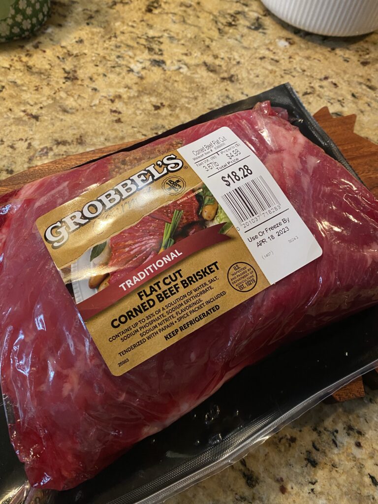 A package of corned beef brisket