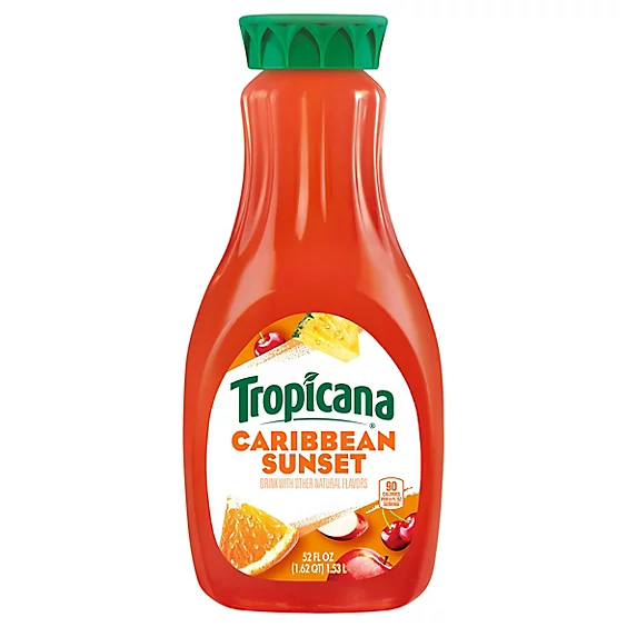A bottle of Tropicana Caribbean sunset juice