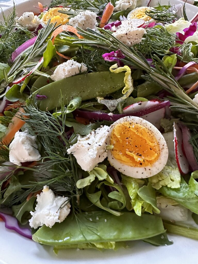 A close up of the finished Spring Salad
