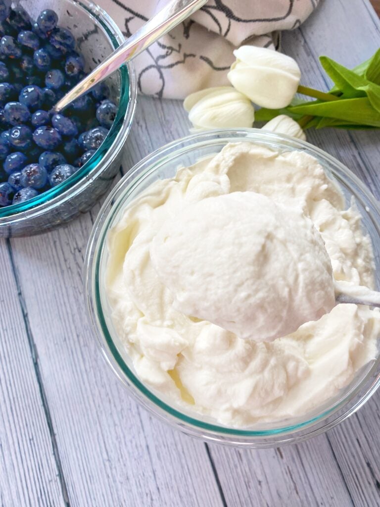 Make ahead whipped cream and blueberries
