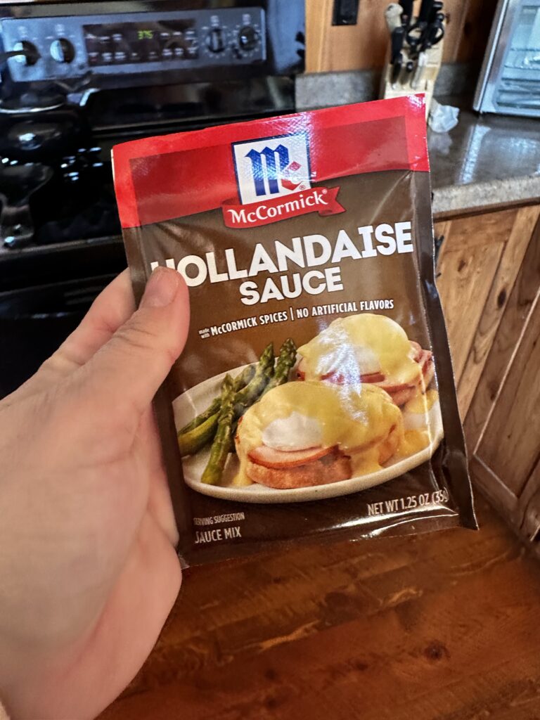 A packet of McCormick Hollandaise Sauce