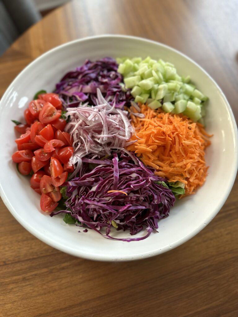 The components for Thai Crunch Salad in a bowl