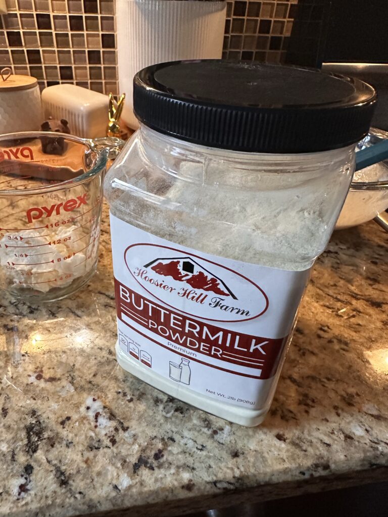 A container of buttermilk powder