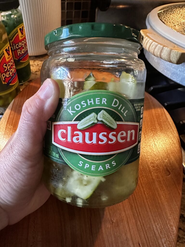A jar of Claussen pickles
