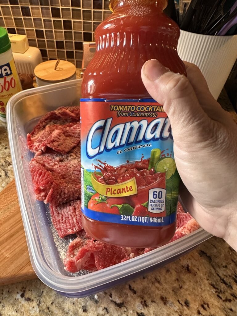 A bottle of clamato juice