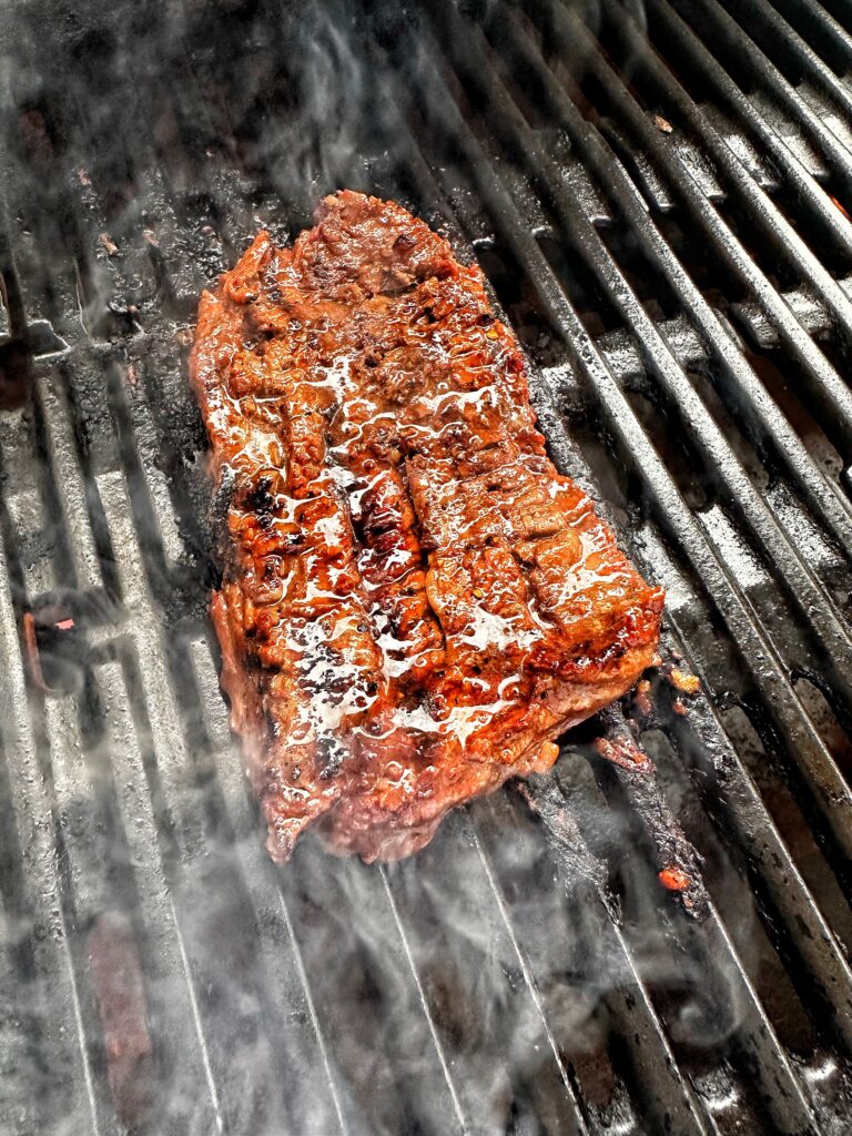 Beef cooking on the grill