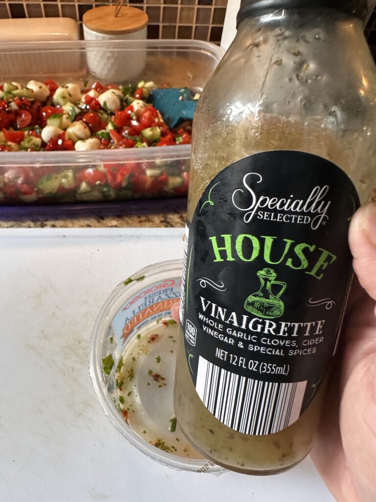 A bottle of house vinaigrette