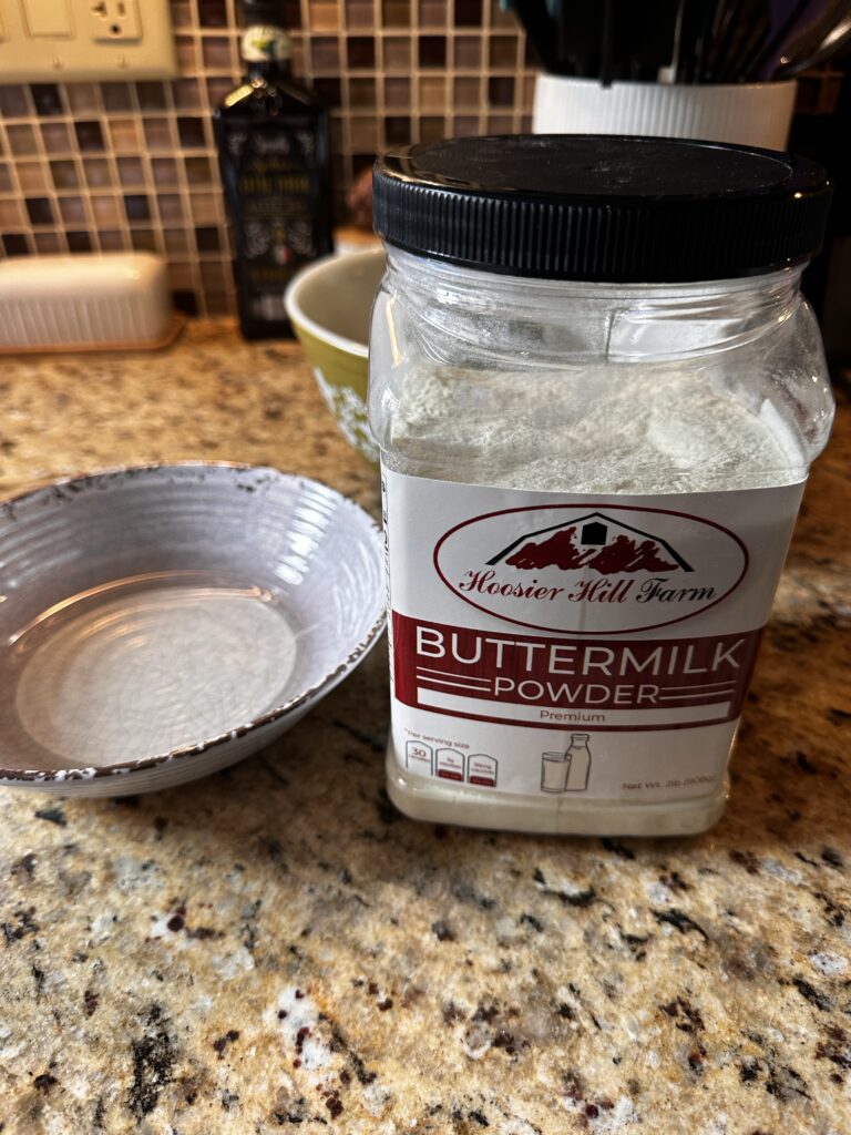A container of buttermilk powder