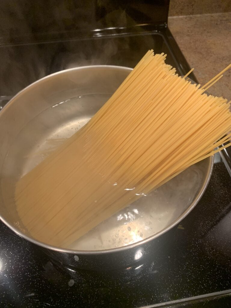 Spaghetti in a pot of water